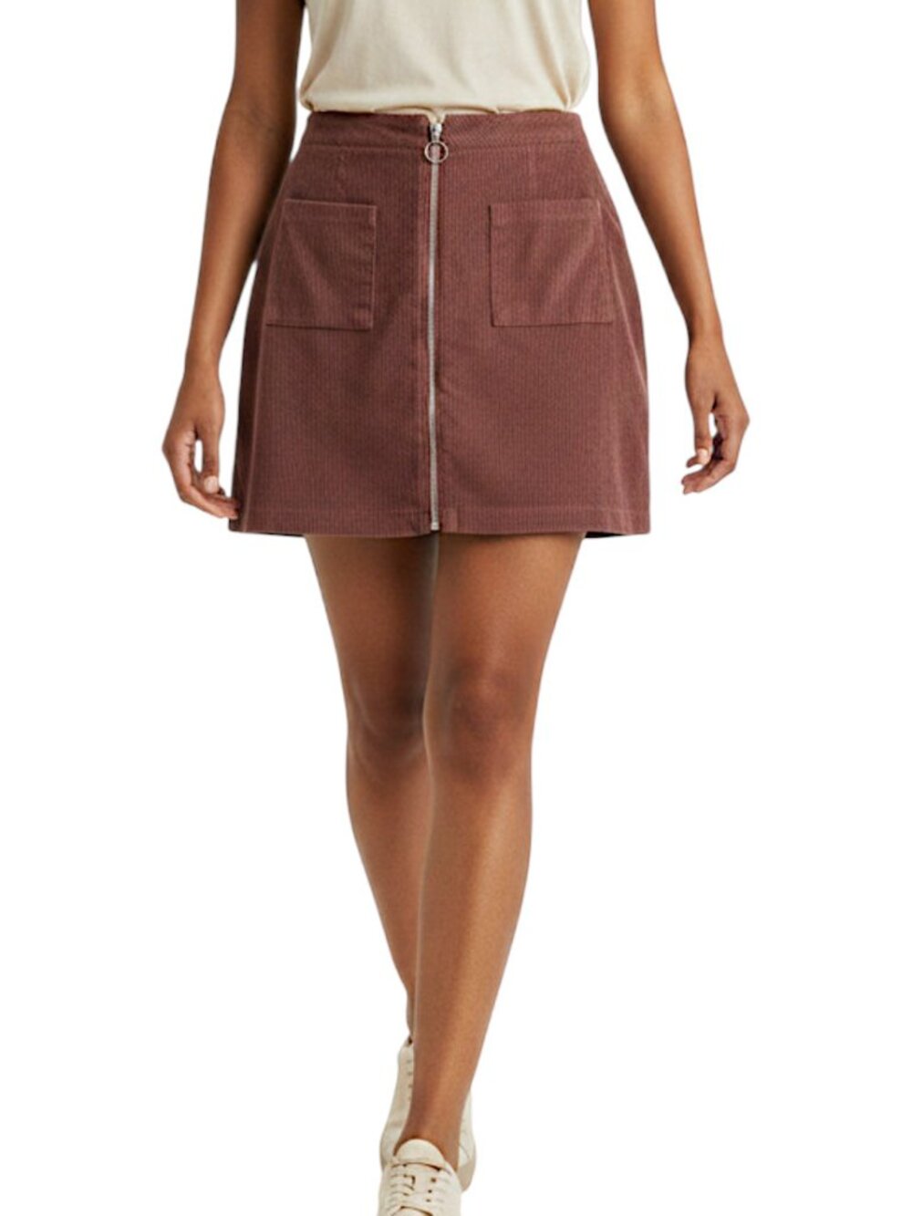 SHEIN Burgundy Brown Corduroy Mini Skirt Women's Size XL
